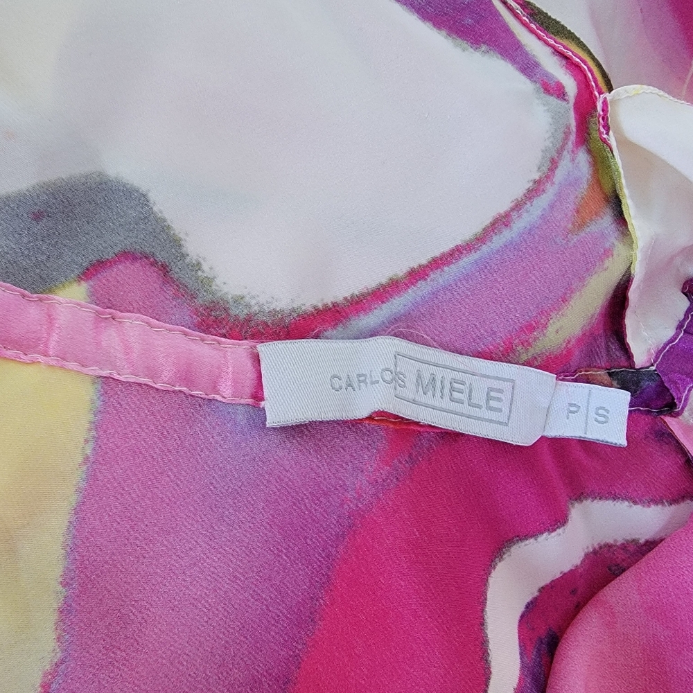 $2,000 CARLOS MIELE MULTI COLOR 100% SILK LONG GOWN US PS - Picture 3 of 4